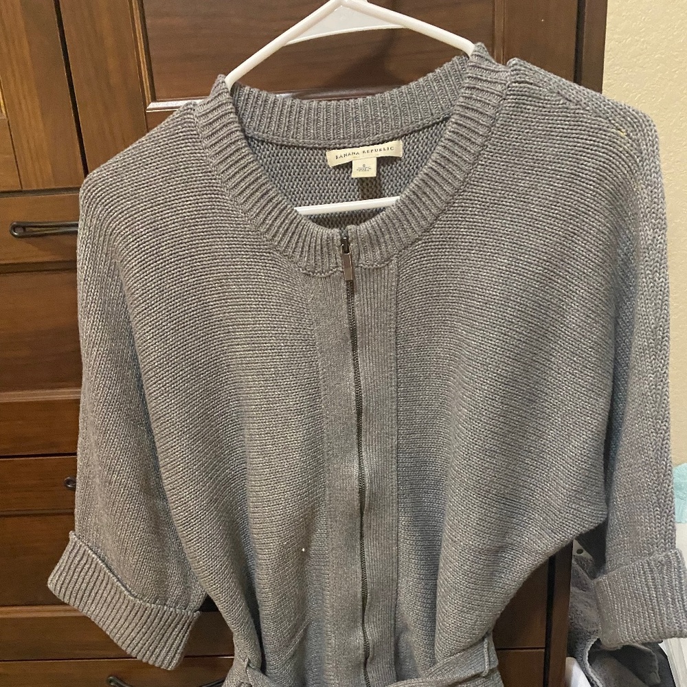 Grey short sleeve cardigan
